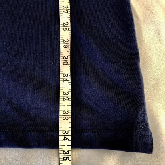 Ralph Lauren Jeans Co Navy Knit Shift Dress Lace Up V Neck Short Tab Sleeves - Picture 9 of 16